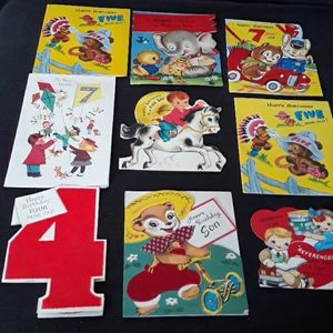 Nine Used Vintage Greeting Cards from the 1950's
